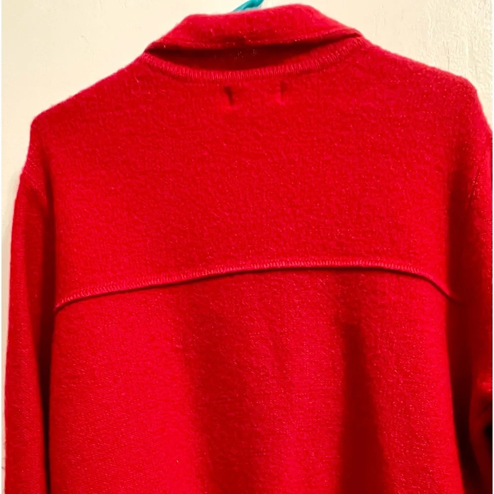 Red Wool Zippered Sweater Jacket Coat 1X - Picture 6 of 8